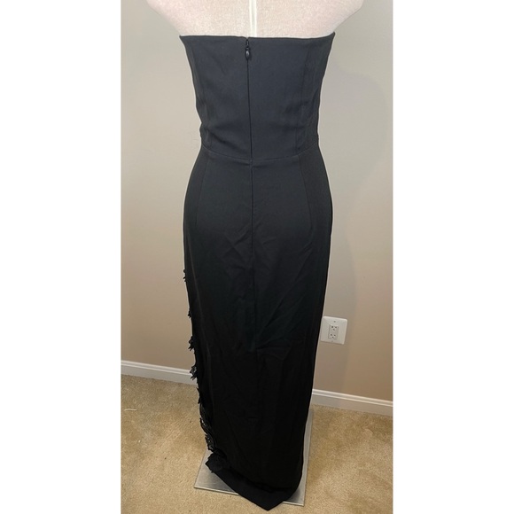 Sau Lee Florence Black Floral Appliqué Strapless Maxi Dress Size 4 - Picture 7 of 9